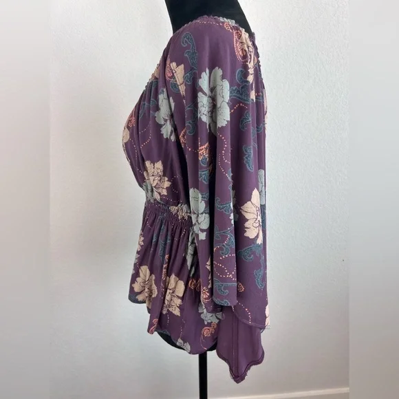 Free People Glenside Floral Print Blouse Top Tunic Size Medium - Picture 2 of 9